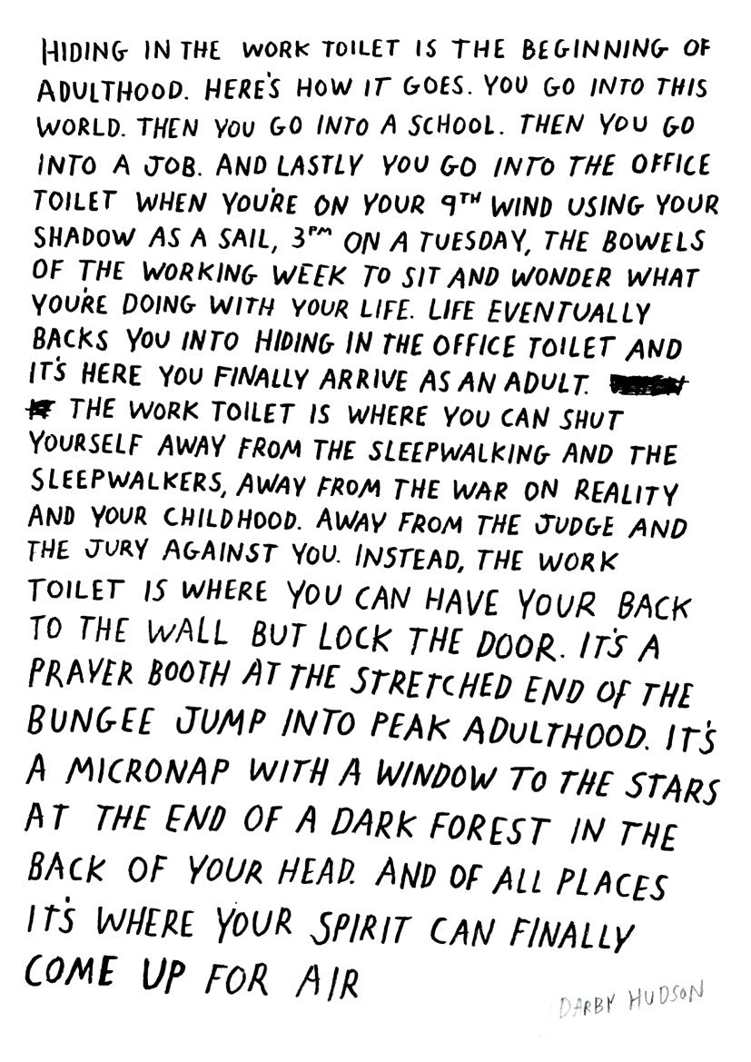 HIDING ON THE WORK TOILET - signed print