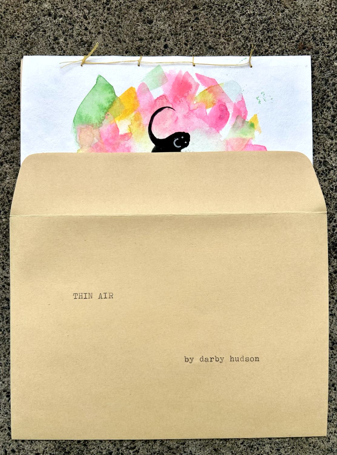 THIN AIR - handmade booklet: typed/watercolour/pen/stitched (limited edition of 50)