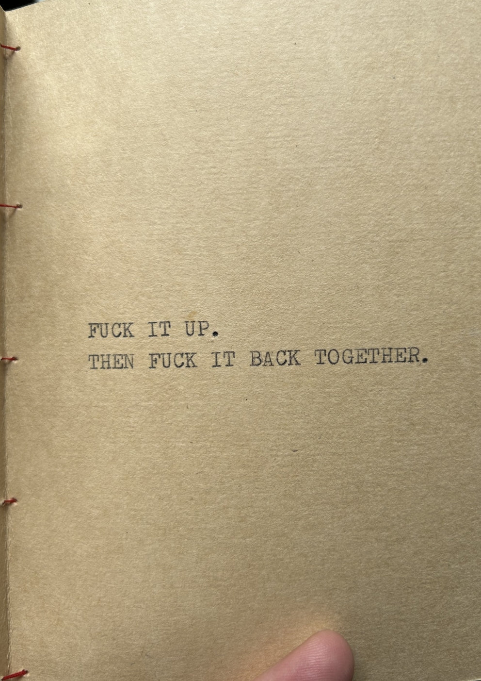 Waste Your Life poem - hand made/typed/stiched booklet (limited edition of 30)