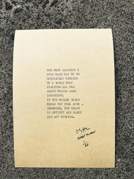 Handtyped, limited edition, "BEST DECISION"